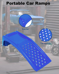 Rampes de réparation automobile robustes Garvee, capacité de charge de 3630 kg (8000 lb), ensemble de 2, hauteur de levage de 20 cm (8 po), acier, antidérapantes, bleues, 91,4 cm x 33 cm x 22,9 cm (36 po x 13 po x 9 po)