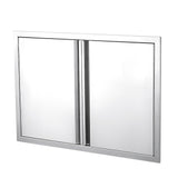 Garvee Porte d'accès pour barbecue 71,1 x 48,3 cm, en acier inoxydable 304, double porte tous temps, pour cuisine extérieure, couleur argent