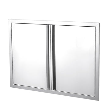 Porte d'accès pour barbecue Garvee 28 x 19 pouces, en acier inoxydable 304, double porte résistante aux intempéries, pour cuisine extérieure, couleur argent.