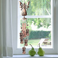 Carillon éolien rétro Garvee avec motif d'ange, résistant aux intempéries, en métal, pour jardin et terrasse, couleur argent.
