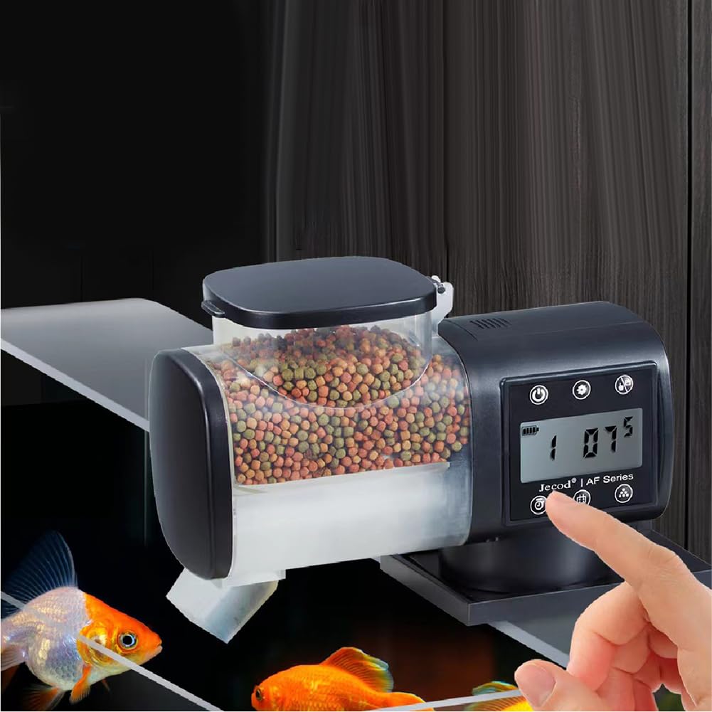 Garvee Distributeur automatique de nourriture pour poissons d'aquarium, distribution programmée, garde l'eau au sec, capacité de 500 ml