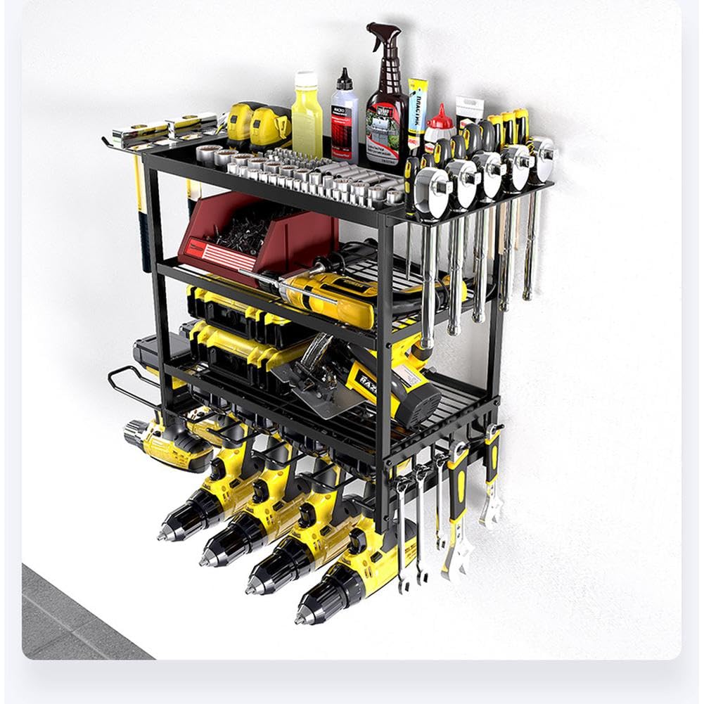 Organisateur d'outils électriques Garvee, en métal, à 4 niveaux, mural, robuste et antirouille, pour garage ou atelier.