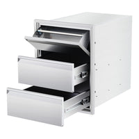 Cuisine d'extérieur Garvee en acier inoxydable – Station de grillades à 3 niveaux pour jardin et terrasse, construction robuste, idéale pour les amateurs de plein air