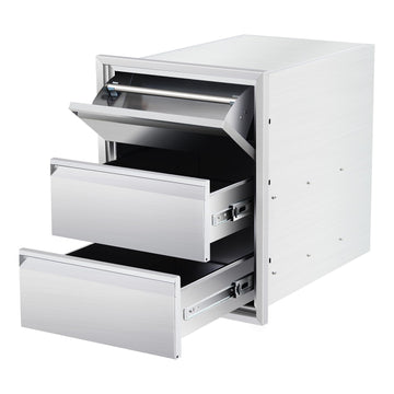 Cuisine d'extérieur Garvee en acier inoxydable – Station de grillades à 3 niveaux pour jardin et terrasse, construction robuste, idéale pour les amateurs de plein air