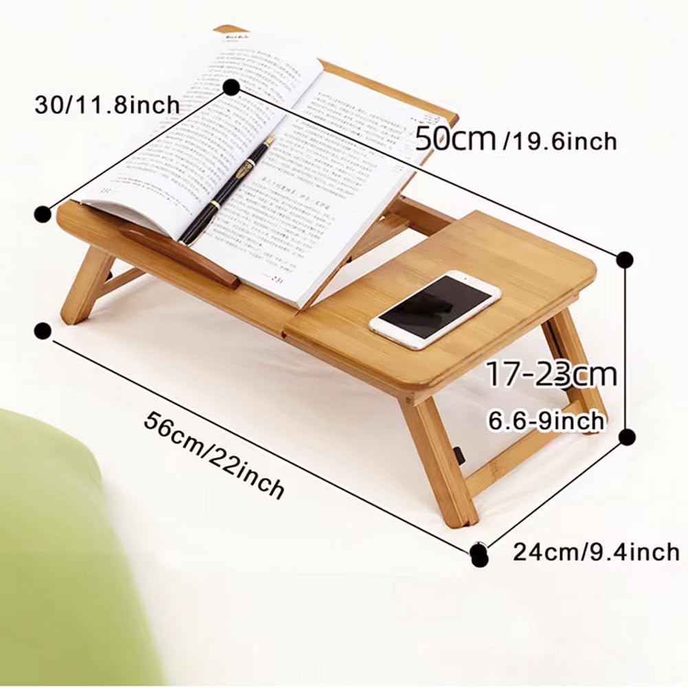 Plateau pour ordinateur portable Garvee en bambou, réglable en angle et en hauteur, pliable, écologique, pour lit et canapé, léger et polyvalent.