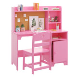 Bureau enfant Garvee avec chaise, en bois, ergonomique, avec espace de rangement, pour les 3-12 ans, idéal pour étudier ou dormir dans une chambre, résistant aux rayures - Rose