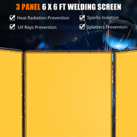 Écran de soudage Garvee à 3 panneaux de 1,8 x 1,8 m avec cadre en acier, ignifugé, protection UV, PVC transparent, sur roulettes pour une utilisation sans obstacle en atelier
