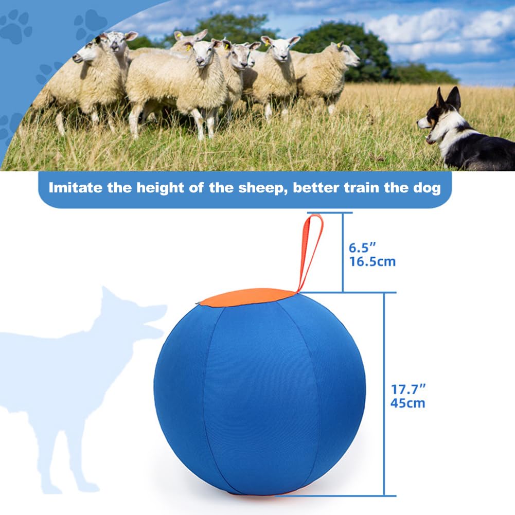 Balle de berger Garvee 45 cm pour chiens, grand jouet avec pompe à air, robuste, entraînement en extérieur, bleue, pour écuries