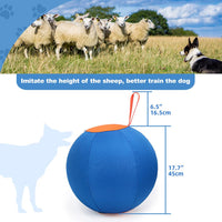 Balle de berger Garvee 45 cm pour chiens, grand jouet avec pompe à air, robuste, entraînement en extérieur, bleue, pour écuries