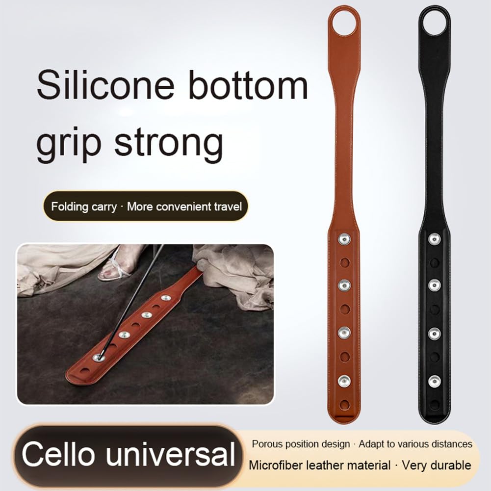 Piquet de violoncelle Garvee avec sangle réglable en 8 points, en cuir microfibre antidérapant, pliable, noir, idéal pour la scène