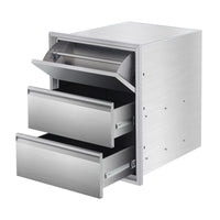 Tiroirs de cuisine extérieure Garvee en acier inoxydable – Station de grillade robuste à 3 niveaux pour jardin, terrasse, camping et cuisine extérieure