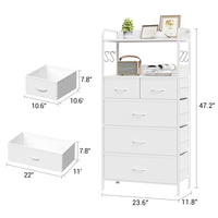 Garvee commode à 5 tiroirs, façade en tissu, structure en métal, plateau en bois, idéale pour la chambre et l'entrée, gris