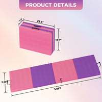 Tapis de gymnastique pliable Garvee 5 cm en mousse EPE, revêtement antidérapant en cuir PU, portable, pour le yoga et les arts martiaux, multicolore