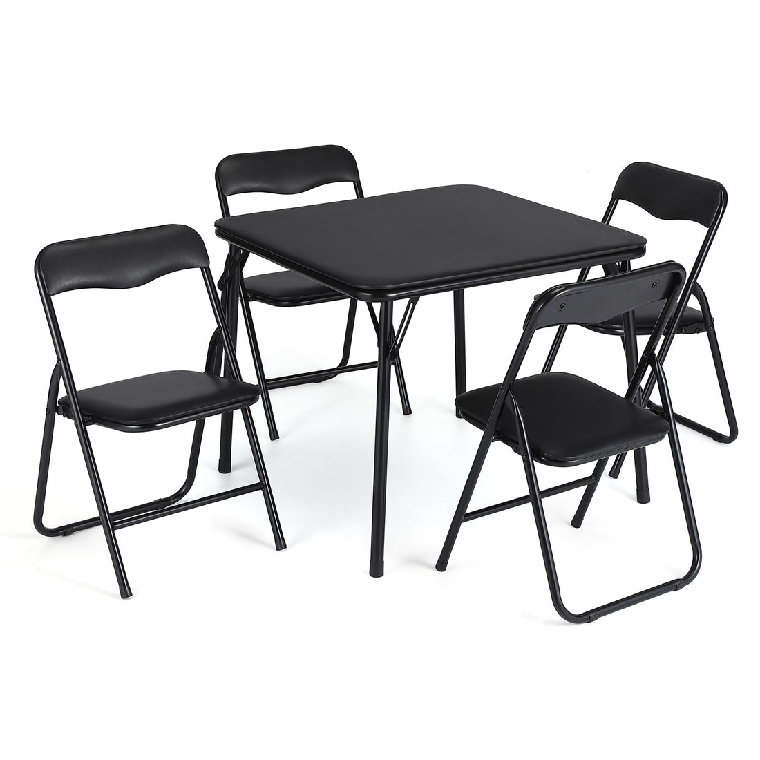 Ensemble table et chaises pliantes pour enfants Garvee avec structure en métal, rembourrées, stables, sûres, peu encombrantes, noires, pour manger et jouer