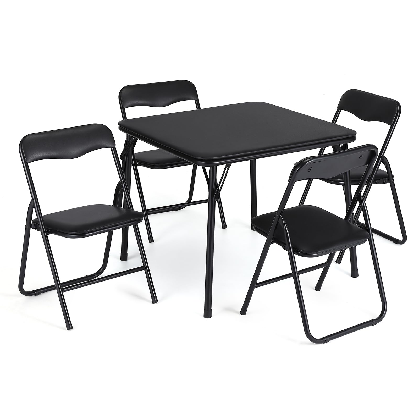 Ensemble table et chaises pliantes pour enfants Garvee avec structure en métal, rembourrées, stables, sûres, peu encombrantes, noires, pour manger et jouer