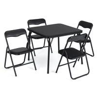Ensemble table et chaises pliantes pour enfants Garvee avec structure en métal, rembourrées, stables, sûres, peu encombrantes, noires, pour manger et jouer