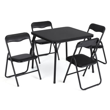 Ensemble table et chaises pliantes pour enfants Garvee avec structure en métal, rembourrées, stables, sûres, peu encombrantes, noires, pour manger et jouer