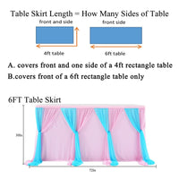 Jupe de table en tulle Garvee Monouso rose et bleu - Protection de table douce et réutilisable pour mariages et fêtes, 1,8 m/2,7 m/4,2 m, élégante et festive