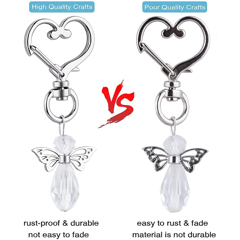 Porte-clés ange Garvee avec perles, pendentif en métal et pochette en organza pour baptêmes, 6,5 cm, blanc