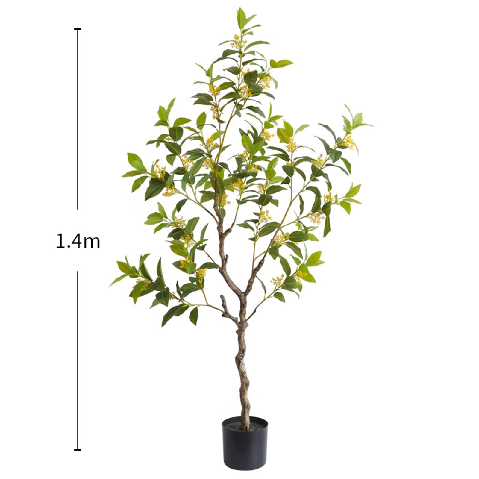 Osmanthus artificiel Garvee 1,4 m avec feuilles et fleurs réalistes, branches ajustables, matériau PU, sans entretien pour une utilisation intérieure et extérieure, vert