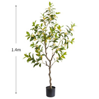 Osmanthus artificiel Garvee 1,4 m avec feuilles et fleurs réalistes, branches ajustables, matériau PU, sans entretien pour une utilisation intérieure et extérieure, vert