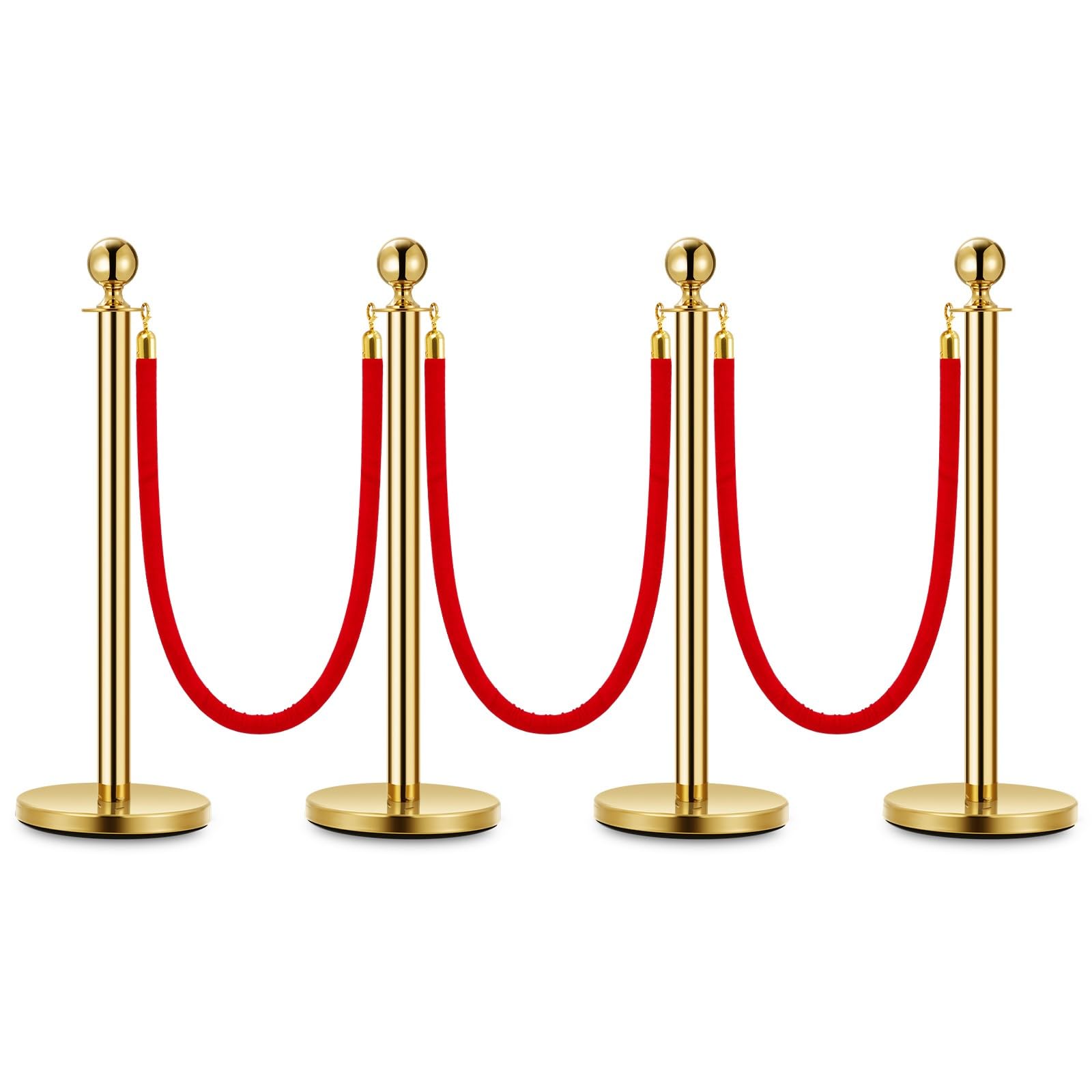 Garvee Poteaux de guidage VIP dorés avec corde en velours rouge 1,5 m, acier inoxydable, barrière de file d’attente pour événements