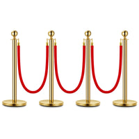 Garvee Poteaux de guidage VIP dorés avec corde en velours rouge 1,5 m, acier inoxydable, barrière de file d’attente pour événements
