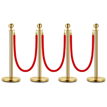 Garvee Poteaux de guidage VIP dorés avec corde en velours rouge 1,5 m, acier inoxydable, barrière de file d’attente pour événements