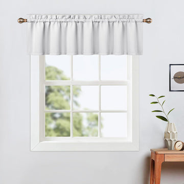 Rideaux de cuisine Garvee Valance 52 x 15 pouces, blanc bordeaux, occultants thermiques, à œillets pour petites fenêtres, cuisine ou chambre.