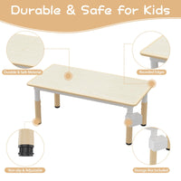Garvee Ensemble Table et 6 Chaises pour Enfants, Hauteur Réglable, Plateau en Bois Motif Graffiti, Pieds Antidérapants, 120 × 60 cm, Bois Naturel