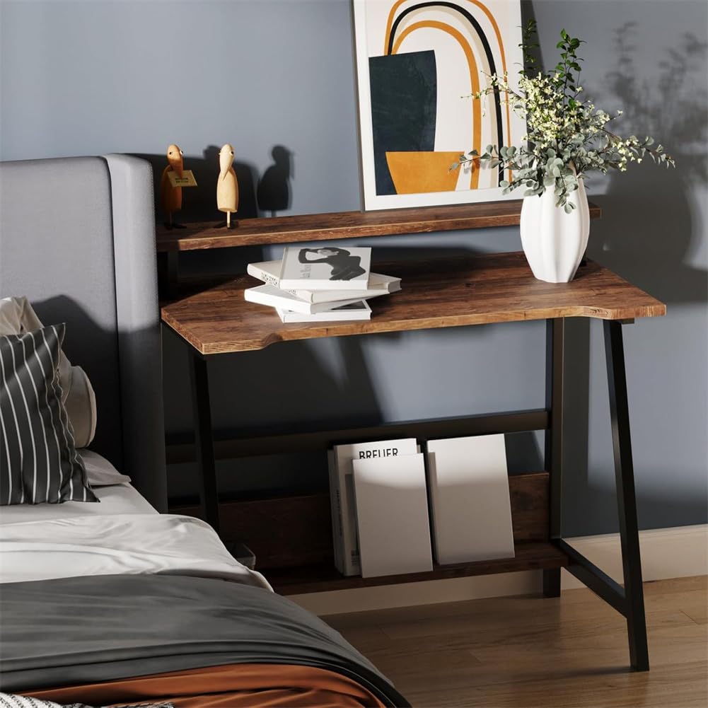 Bureau d'ordinateur Garvee avec étagères pour bureau à domicile et petits espaces 80x50x87cm Noir