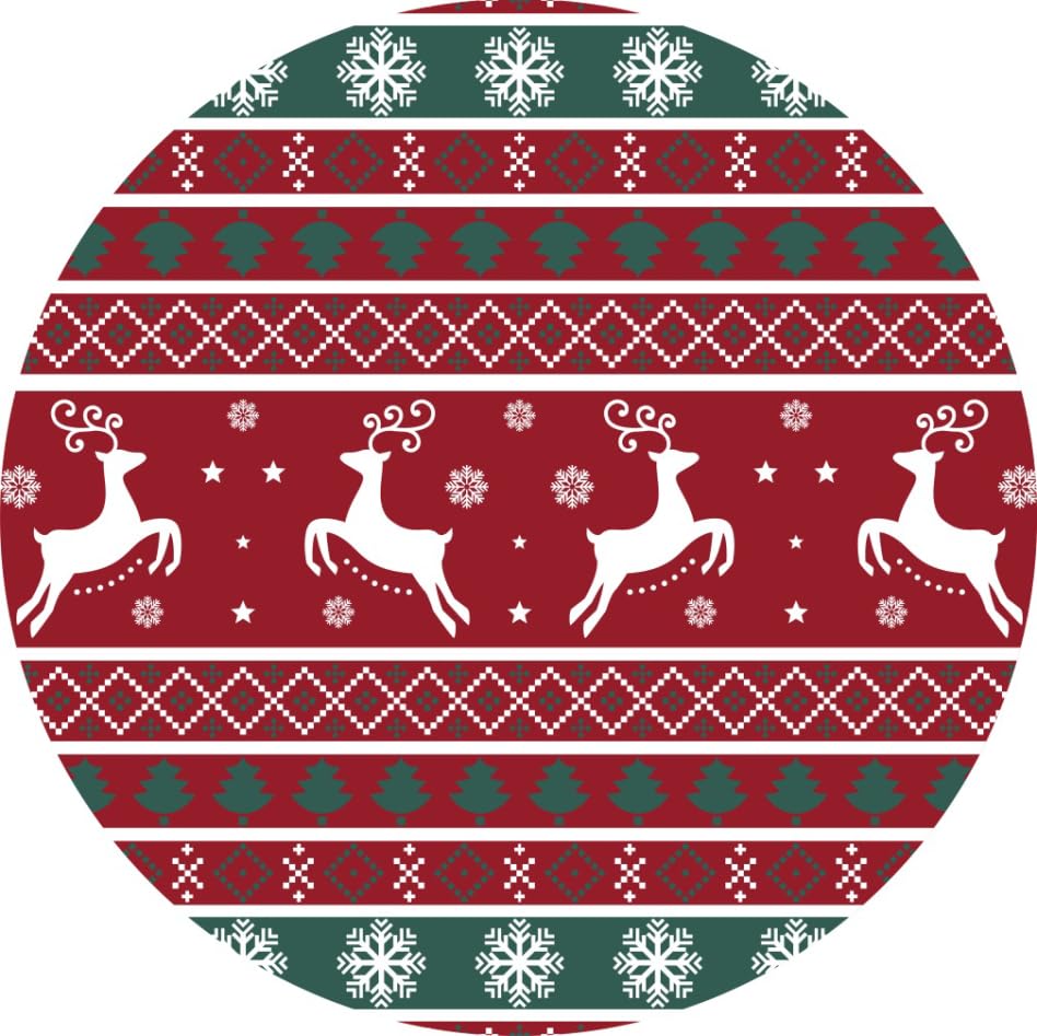 Chemin de table rond Garvee pour Noël, motif flocons de neige rouges, antidérapant, 120 x 120 cm, usage intérieur, décoration festive