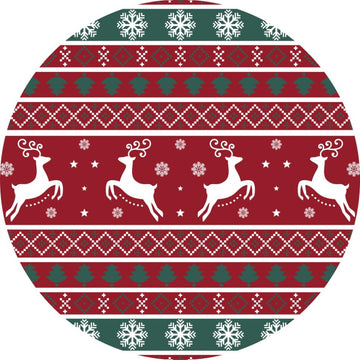 Chemin de table rond Garvee pour Noël, motif flocons de neige rouges, antidérapant, 120 x 120 cm, usage intérieur, décoration festive