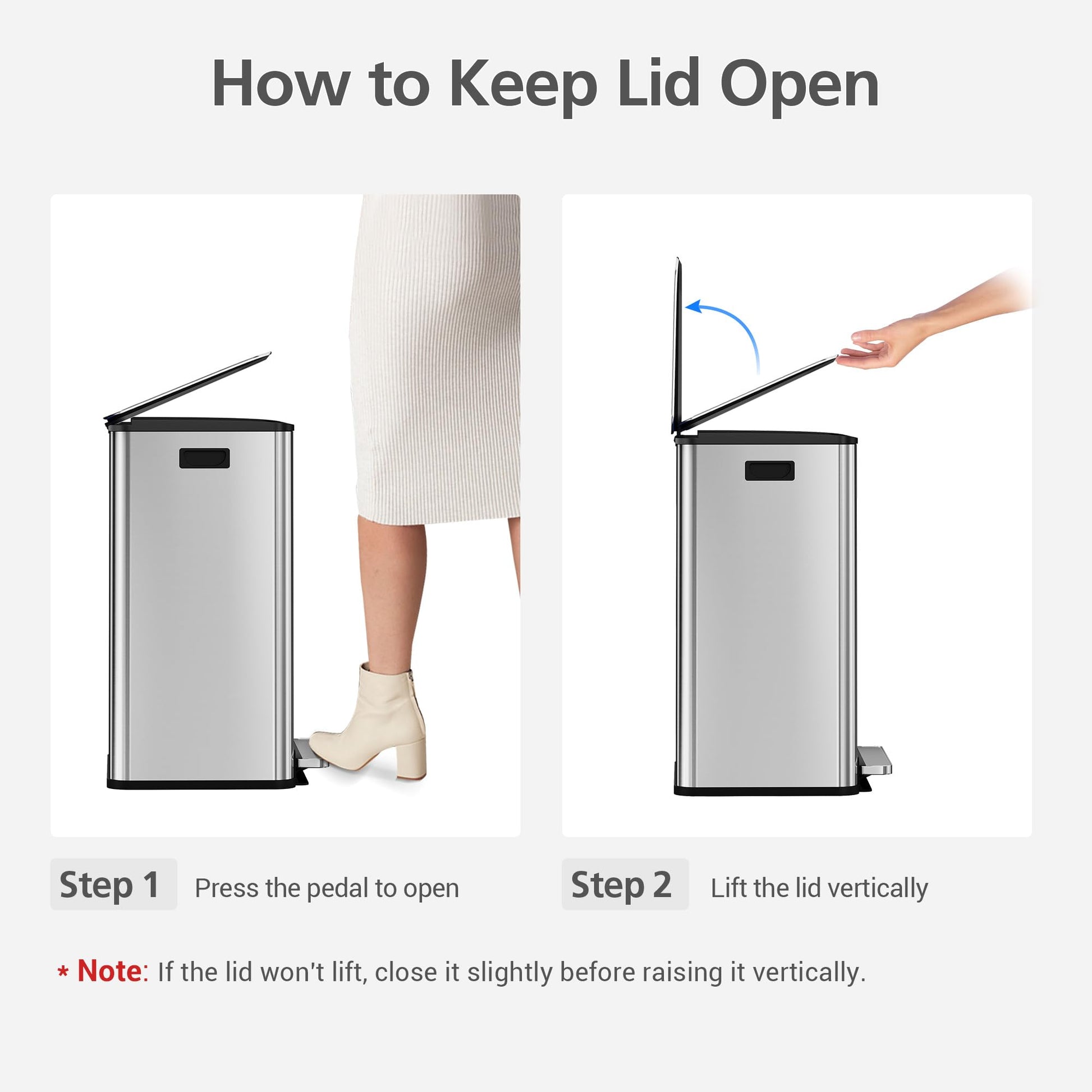 Poubelle Garvee en acier inoxydable, 60 litres, double compartiment, couvercle à fermeture douce, séparation des déchets, cuisine/bureau, 2 x 30 litres, argent