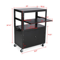 Chariot audiovisuel mobile Garvee avec verrouillage, support pour ordinateur portable réglable en hauteur, acier, roues avec freins, bureau et présentation, noir, 61-107 cm (24-42 pouces)