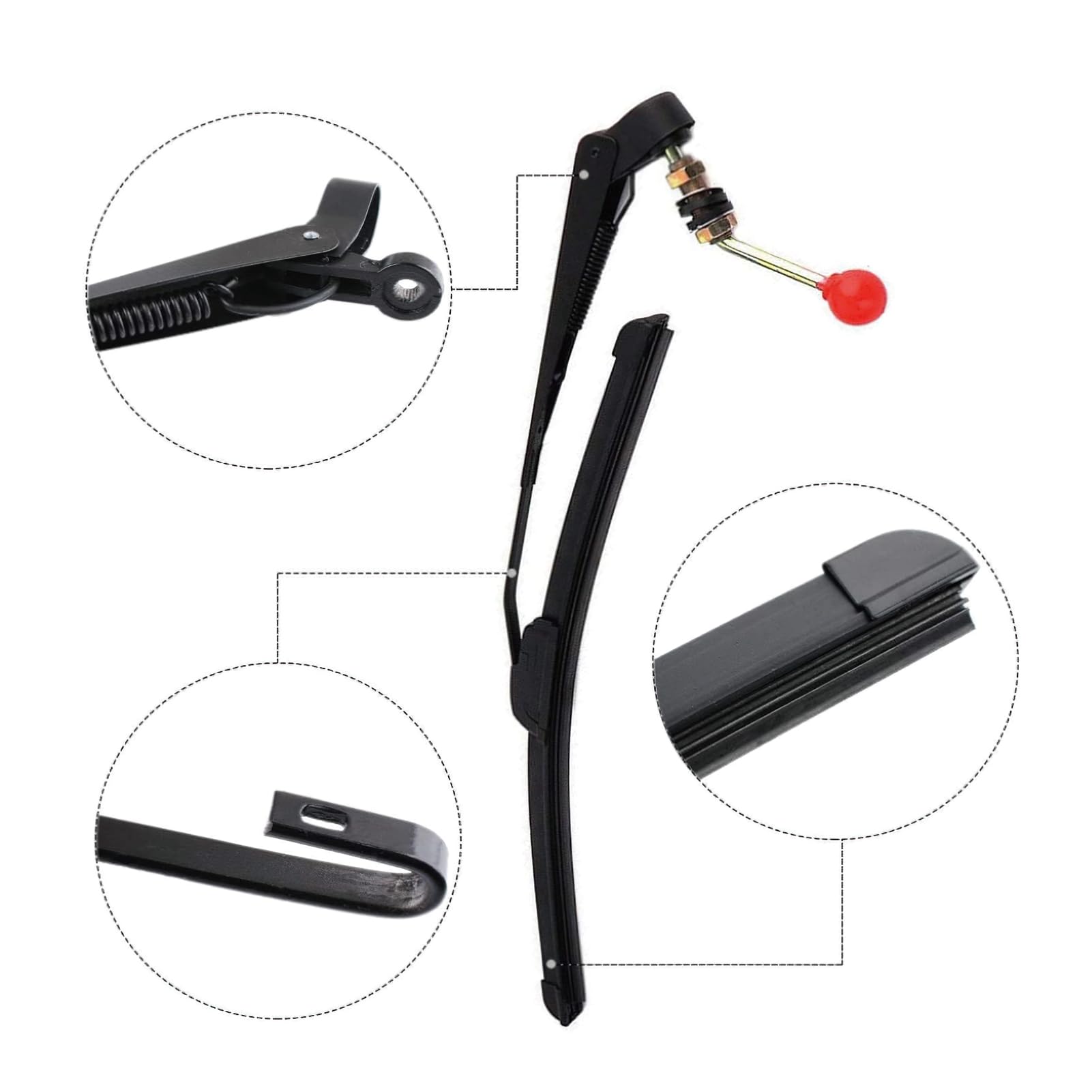 Kit d'essuie-glace manuel Garvee pour UTV Polaris Ranger/RZR, bras de 450 mm, balai sans cadre de 400 mm, métal et plastique, silencieux, usage tout-terrain