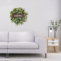 Couronne d'eucalyptus artificiel Garvee 35 cm, feuilles vertes décoratives pour porte, mur, fenêtre, porche