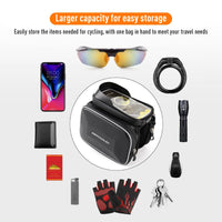 Sacoche de cadre Garvee pour vélo, étanche, réfléchissante, résistante aux déchirures, avec support pour téléphone tactile, idéale pour le VTT et le cyclisme en extérieur, jusqu'à 16,4 cm de diamètre, noire.