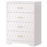 Garvee commode haute 4 tiroirs en MDF, 80 × 98 cm, poignées dorées, glissières silencieuses et anti-basculement - Blanc