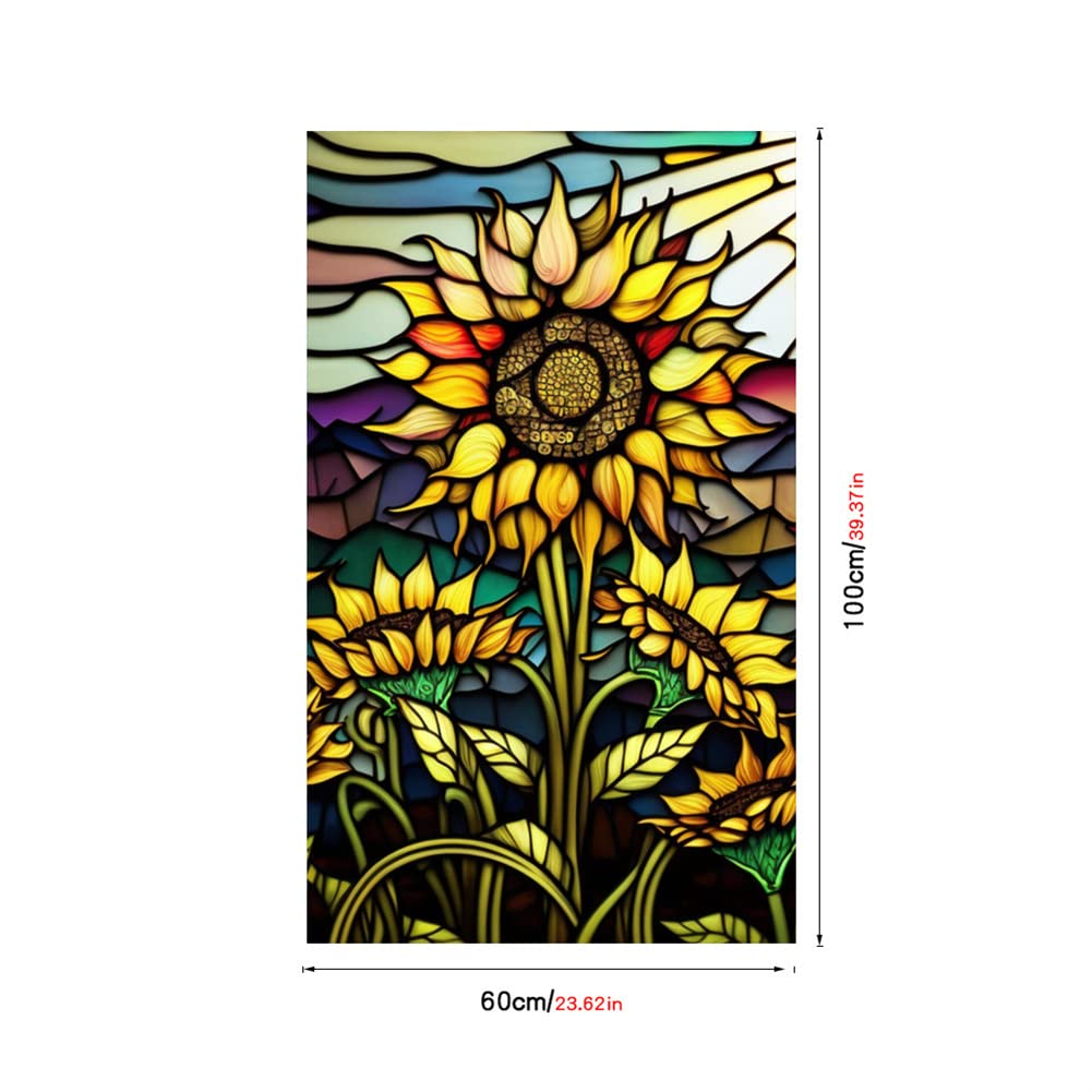 Film adhésif pour vitres Garvee, motif tournesol, adhérence statique, protection UV, 60 x 100 cm, pour la maison et le bureau