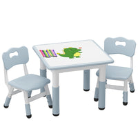 Ensemble table et 2 chaises pour enfants Garvee, plateau de table style graffiti, hauteur réglable, robuste et multifonctionnelle pour jouer et manger.
