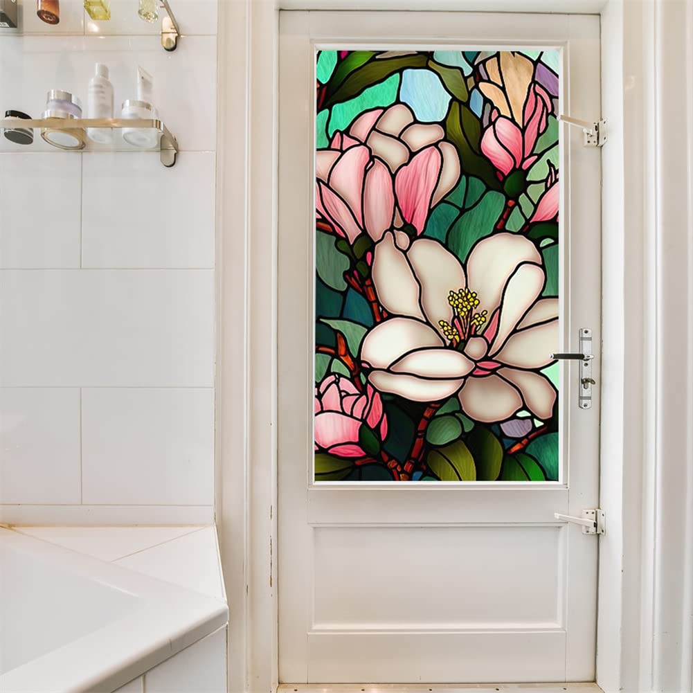 Film occultant pour fenêtres Garvee à motif floral, amovible, sans colle, pour salle de bain, bureau, salon, PVC, réutilisable