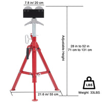Support réglable pour tubes en acier Garvee – Hauteurs de 71 à 132 cm (28 à 52 pouces), avec roulettes, pliable, pour le soudage et la tuyauterie.