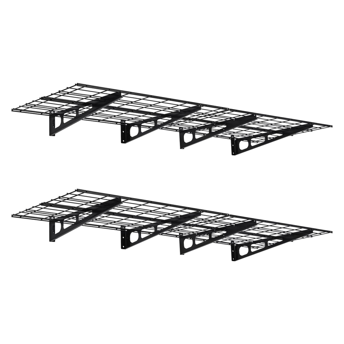 Garvee Étagères murales de garage en acier robuste, 182 × 61 cm, capacité de charge de 181 kg, antidérapantes, modulaires, avec crochets, noires, lot de 2, pour atelier et garage