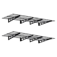 Étagères murales de garage Garvee en acier robuste, 182 x 61 cm, capacité de charge de 181 kg, antidérapantes, modulaires, avec crochets, noires, lot de 2, pour atelier et garage