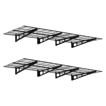 Étagères murales de garage Garvee en acier robuste, 182 x 61 cm, capacité de charge de 181 kg, antidérapantes, modulaires, avec crochets, noires, lot de 2, pour atelier et garage