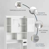 Armoire de rangement Garvee à suspendre au-dessus des toilettes, avec étagères réglables et porte vitrée, pour salle de bain et buanderie, marron
