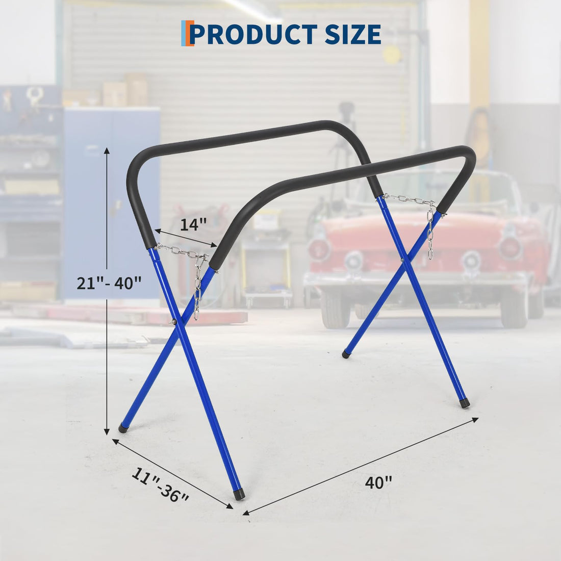 Table de travail pliante Garvee, capacité de charge de 340 kg, hauteur réglable, pliable, structure en acier, rembourrée, portable, pour atelier et garage, jaune