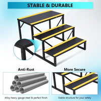 Garvee Escalier portable 3 marches avec rampe, bandes antidérapantes, métal robuste, pour camping-car, mobil-home, caravane, spa, piscine hors-sol, intérieur/extérieur