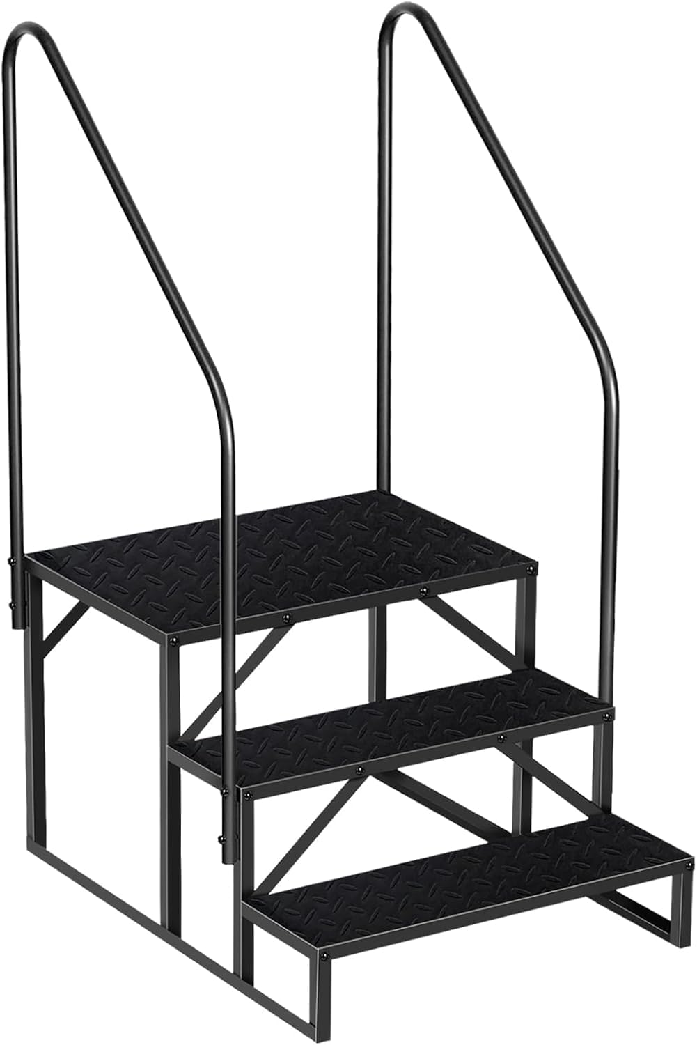 Escalier Garvee à 3 marches pour camping-car avec rampe, capacité de charge de 300 kg, en aluminium, robuste et portable pour caravanes et usage extérieur.